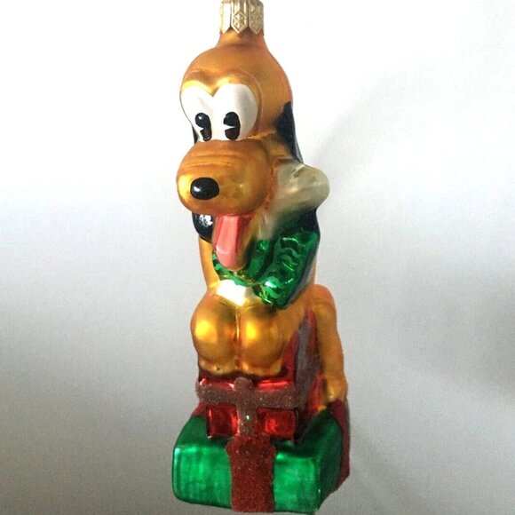 ✨ NEW Authentic Christopher Radko Disney Noel PLUTO Gift Blown Glass Ornament ✨ - Picture 7 of 10